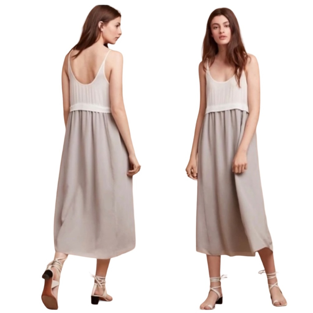 Wilfred Bisous silk maxi dress in cream & grey, size S excellent condition